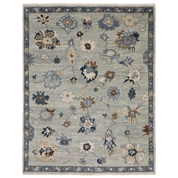 Woven Trends Lyron - MAJ06 - Classic Traditional Style, FloralPattern, Pet & Family Friendly, Living Room, Dining Room, Office, Low Pile, Hand Made Wool Area Rug in Blue - 6' x  9'