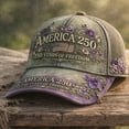 thumbnail image 2 of 250th Anniversary USA Hat Patriotic American Flag Floral Baseball Cap Unisex Independence Day, 2 of 3