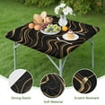 thumbnail image 4 of Black Gold Wave Marble Pattern Square Fitted Tablecloth with Elastic Edge,Square Table Cover,Washable Elastic Table Cover for Home Kitchen Party Decor 34"x34", 4 of 6