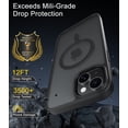 thumbnail image 5 of for iPhone 13 / 14 Case Compatible with MagSafe, Translucent Matte Shockproof Phone Case Cover - Black, 5 of 7