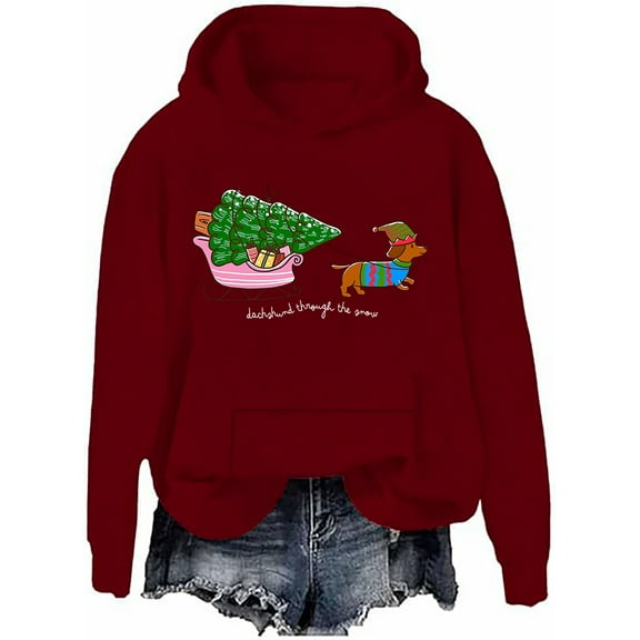 Dachshund Through The Snow Hoodie Dachshund Christmas Sweatshirts Dog Lover Christmas Gift Pullover Shirt