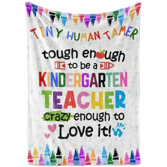 Tiny Human Tamer Teacher Appreciation Gifts, Flannel Blanket Throws (50"x 65") as Christmas, Retirement, End of Term Gift for Daycare Teacher