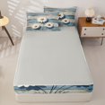 thumbnail image 4 of Erosebridal Farm Daisy Bloom Zipper Queen Comforter Set with Fitted Sheet and 2 Pillowcases,Rustic Wooden Plank Zipper Bedding Set,Teal Taupe White,Reversible, 4 of 5