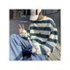 thumbnail image 4 of Sudadera a Rayas con Cuello Redondo para Hombres Primavera Otoño Tops de Manga Larga a Rayas Informales para Hombres de Moda para Viajes Diarios Trabajo Verde XL, 4 of 8
