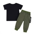 thumbnail image 4 of 2Pcs Toddler Boys Dinosaur Outfits Drawstring Jogger Pants Sweatpants + Short Sleeve T-shirt Set 1-6Y, 4 of 8