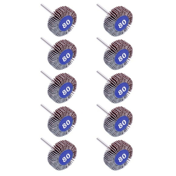AUTOTOOLHOME Paquete de 10 lijadora de rueda abrasiva de grano 80 vástago de 1/8 pulgadas para taladro pulido ruedas de lijado herramienta rotativa