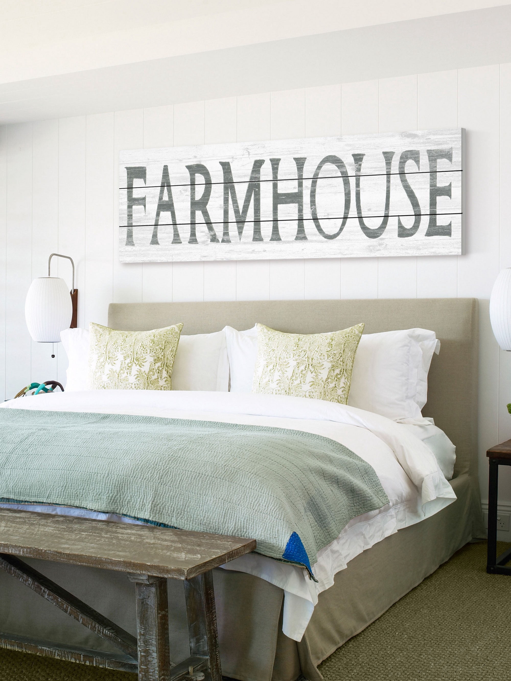 Marmont Hill Vintage Farmhouse White Wood Wall Art, 15" x 45"