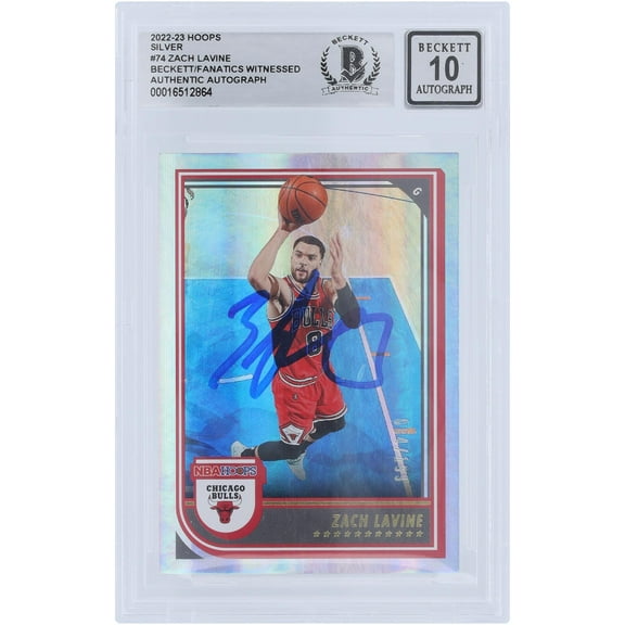 Zach LaVine Chicago Bulls Autographed 2019-20 Panini Hoops Silver #74 #/199 Beckett Fanatics Witnessed Authenticated 10 Card - Fanatics Authentic Certified
