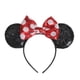 thumbnail image 4 of Diadema de Mickey con lazo de lentejuelas y lunares rojos y ondas, accesorios para el cabello de Mickey Mouse, horquilla Paradise Play, ropa cómoda, 4 of 6