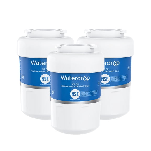 Waterdrop MWF Refrigerator Water Filter, NSF 42 Certified to Reduce 99% Lead, Compatible with GE SmartWater MWF, MWFINT, MWFP, MWFA, GWF, HDX FMG-1, GSE25GSHECSS, WFC1201, Kenmore 9991, 3 Pack
