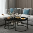 thumbnail image 2 of M optimized 27.6" Coffee Table Nesting Side Round Set Of 2, Modern End Table Top Sturdy Metal Frame Industrial Simple Nightstand, for Living Room Bedroom Apartment, 2 of 8