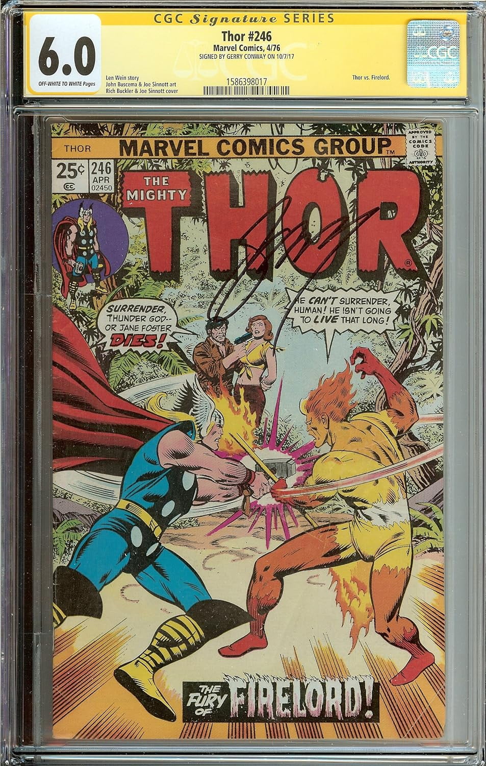 The Mighty Thor #246 CGC 6.0 Signed Gerry Conway