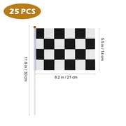 25pcs Sports Events Flags Checkered Race Flags Polyester Flags Match Party Waving Flags with Sticks
