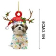 thumbnail image 3 of Australian Shepherd Wearing Red Reindeer Hat with String Light 2D Flat Car Rear View Mirror Accessories Christmas Tree Ornament Decoration Hanging Charm Interior Rearview Pendant Decor Gift, 3 of 5
