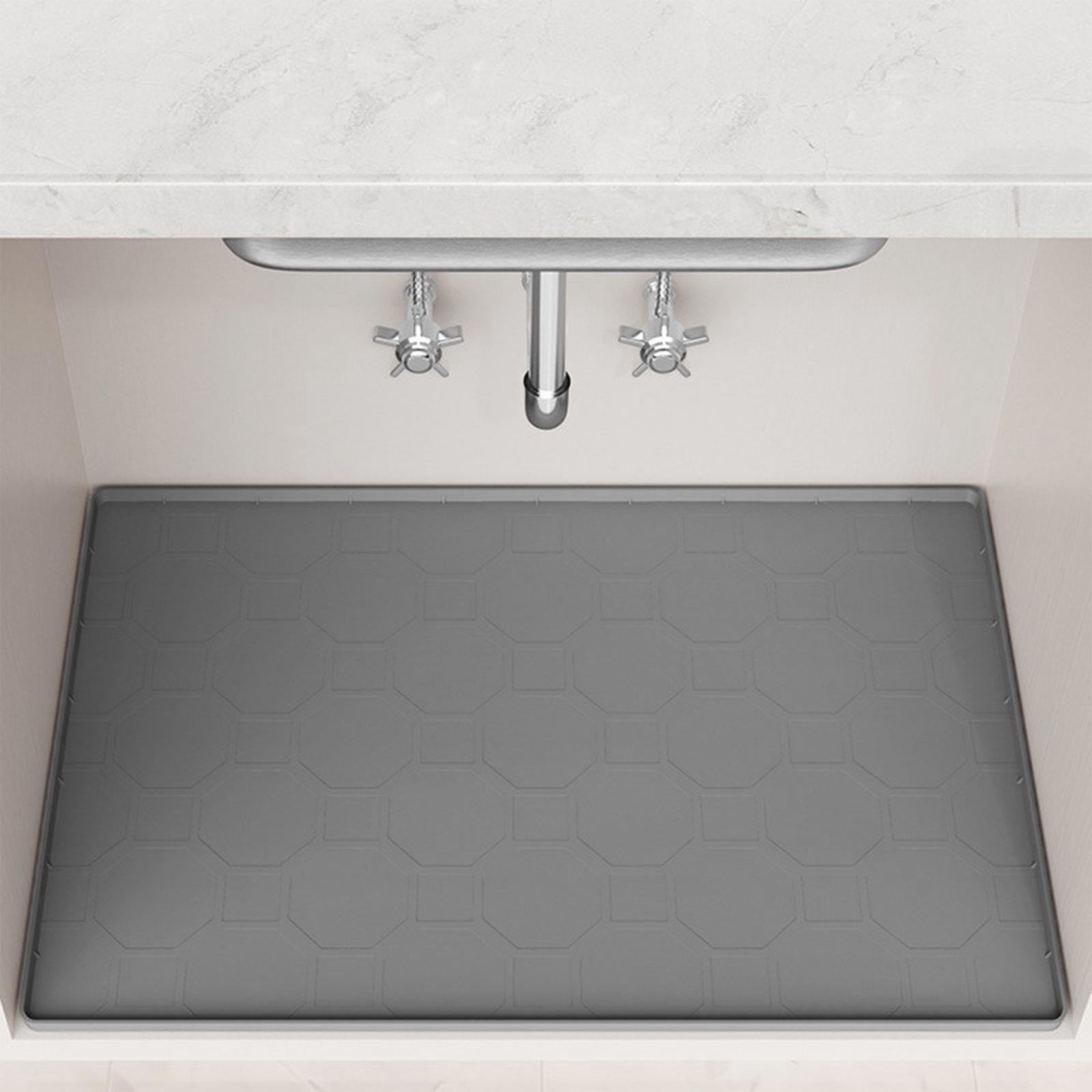 Qiopertar Under Sink Mat, 27.59 x 22 Inch NonSlip Drip Tray for Kitchen Bathroom Cabinets, Waterproof LeakProof Shelf Liner Easiest to Clean, EcoFriendly Silicone Mat for Pet Feeding Door Heat