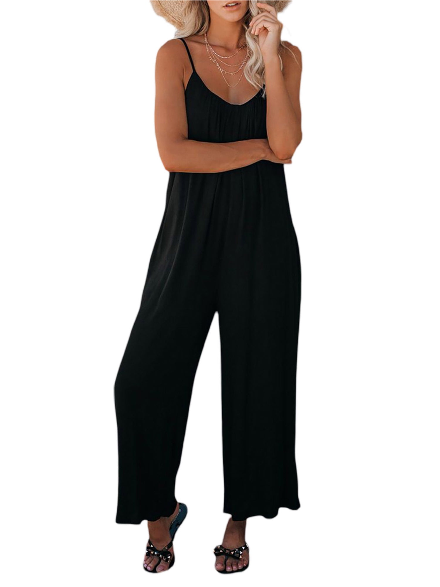 Womens Ladies Lagenlook Cami Strappy Baggy Hareem Jumpsuit Play-suit Dress Top 