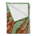 thumbnail image 2 of Lobster Soft Flannel Fleece Throw Blanket, Antique Vintage Style Hand-Drawn Crustacean Engraving Print, Cozy Plush for Indoor and Outdoor Use, 50" x 70", Pale Green Vermilion, by Ambesonne, 2 of 5