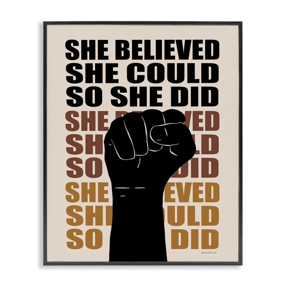 Stupell Industries Contemporary She Believed She Could Empowering Motivational Saying Black Framed Giclee Art, 11 x 14, by Lettered and Lined