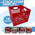 thumbnail image 2 of MIRAMAR Milk Crate, Stackable Plastic Storage Bin with Handles, 16 Qt, Red, 4 Pack, 2 of 10