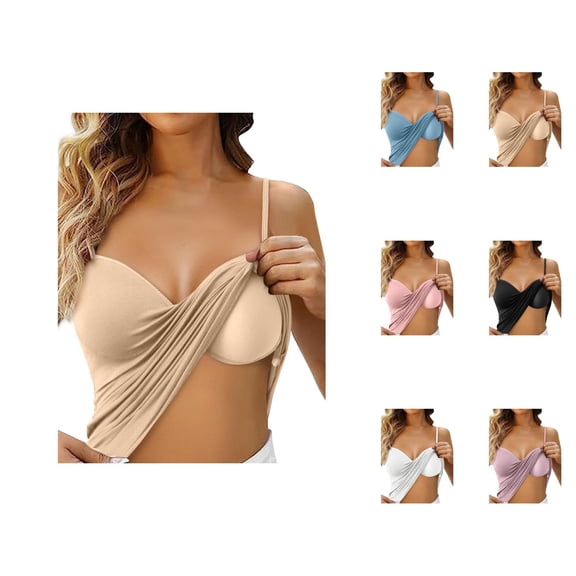 Built in Bra Tank Tops for Women 2026 Adjustable Spaghetti Strap Cami Tank Undershirts Shelf Bra Camisole Tops
