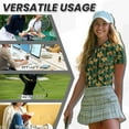 thumbnail image 6 of COEQINE Women V Neck Golf Shirts 1/4 Zip Short Sleeve Moisture Wicking Polo Shirts Gold Shamrock and Green Stripe Print Workout Golf Tops for St. Patrick's Day, S, 6 of 7