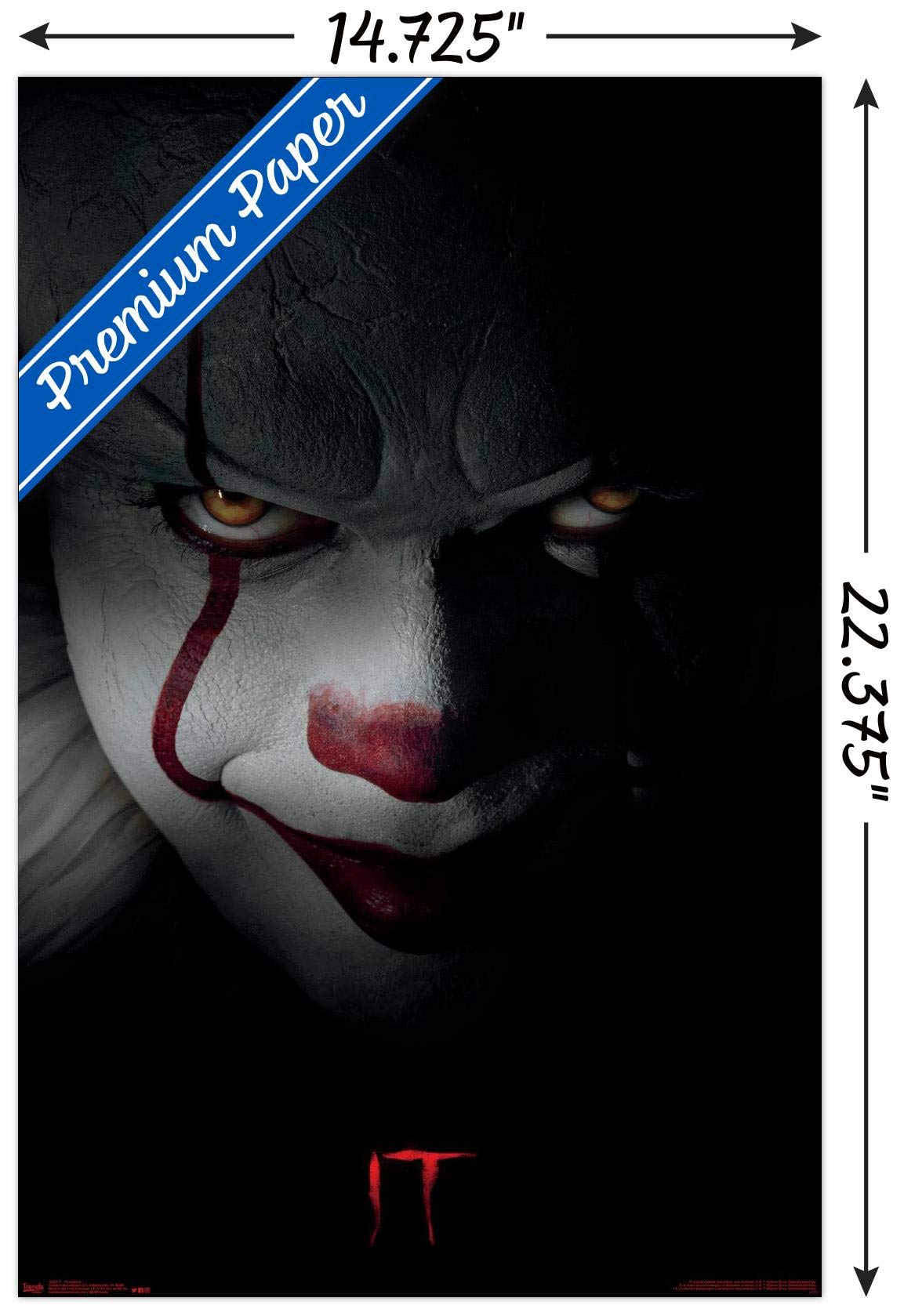 IT - Pennywise Wall Poster, 14.725" x 22.375", Framed