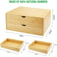 thumbnail image 3 of Bamboo Desk Organizer with Drawers, Countertop Organizer with Drawers Makeup Storage Drawer 2 Drawers Tabletop Storage Organization Box Home Office Workspace Bathroom Toiletries Supplies, 3 of 14