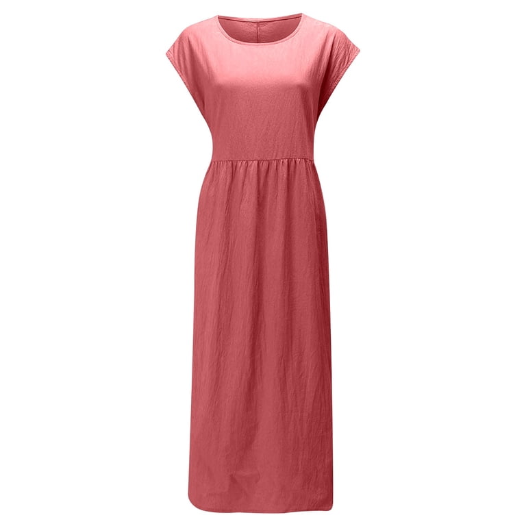 Fanxing Women's Cotton Linen Long Dresses Summer Cap Sleeve Fitted Dress Loose Fit Maxi Dress Plus Size Boat Neck Dresses Red,XXL - Walmart.com Fanxing Women's Cotton Linen Long Dresses Summer Cap Sleeve Fitted Dress Loose Fit Maxi Dress Plus Size Boat Neck Dresses Red,XXL - Walmart.com