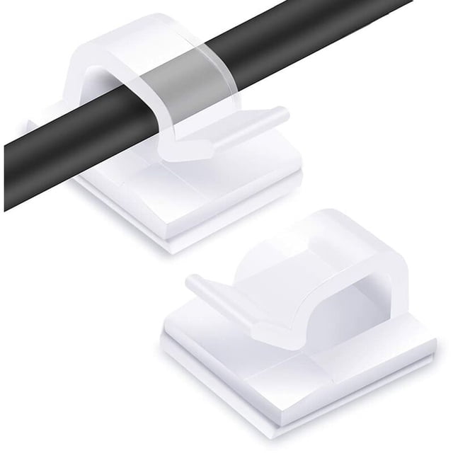 Clips para cables de 60 piezas, bridas adhesivas para cables, almacenamiento para colgar cables autoadhesivo, puente para cables eléctricos, para gestión de cables, transparente, 14 * 14 * 8 mm