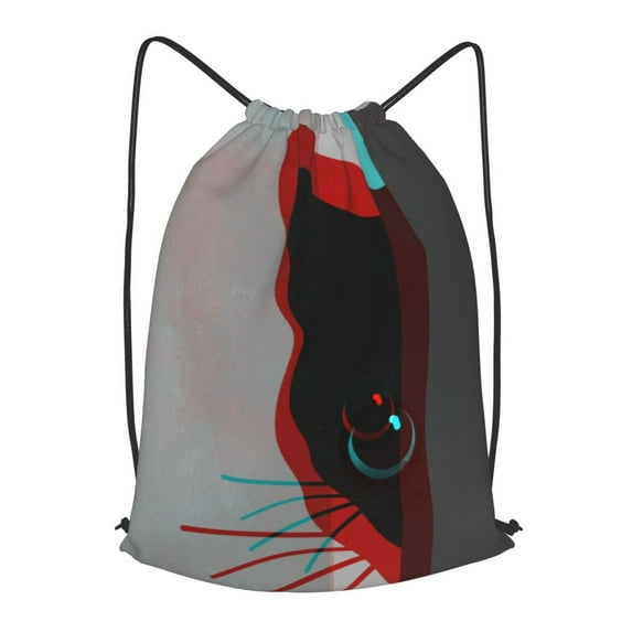 XMXT Waterproof Gym Bag, Mysterious Cat Art Pattern Grey Drawstring Backpack for Men, m Multicolor