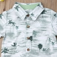 thumbnail image 3 of Toddler Baby Little Boy Coconut Tree Printed Button Down T-Shirt + Khaki Pocket Button Shorts 2PCS Summer Outfits Sets, 3 of 7