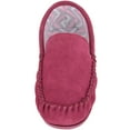 thumbnail image 2 of Womens Slip On Fabric Lined Suede Moccasin Slippers with Hard Sole - Wine - US 7, 2 of 7