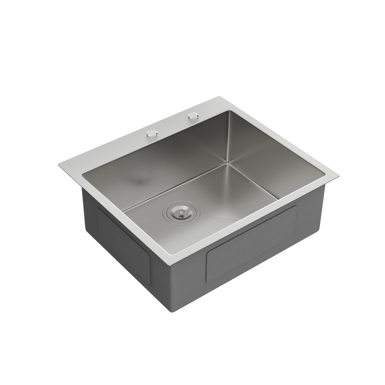 METAFLOWX 25 x 22 x 9 inch Kitchen Sink Drop In 16 Gauge Stainless Steel 25" Single Bowl Topmount Kitchen Sink Basin with Drain Assembly