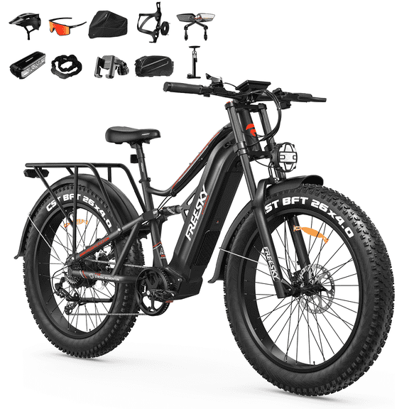 FREESKY 2500W BAFANG Motor Electric Bike for Adults, 48V 30Ah Samsung Cells Battery 120 Miles 38 MPH, 26" Fat Tire Full Suspension All-Terrain E-Bike, UL 2849
