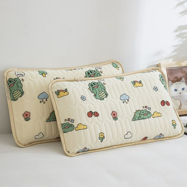 Fiudx Funda de Almohada para Bebé, Tela de Seda Fresca, Relleno de Trigo Sarraceno y Perla, Transpirable y Cómoda, Fácil de Limpiar, Soporte Natural para Dormir, Tamaño 30 X 50 Cm