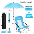 thumbnail image 2 of ELEKA Folding Beach Chairs for Adults， Extra Wide 21" Low Seat Camping Chairs with Removable Adjustable Umbrella, 2 of 9