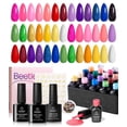 thumbnail image 1 of Set de esmaltes de uñas en gel con forma de escarabajos, 20 colores, con pegatinas y diamantes de imitación, 1 of 9
