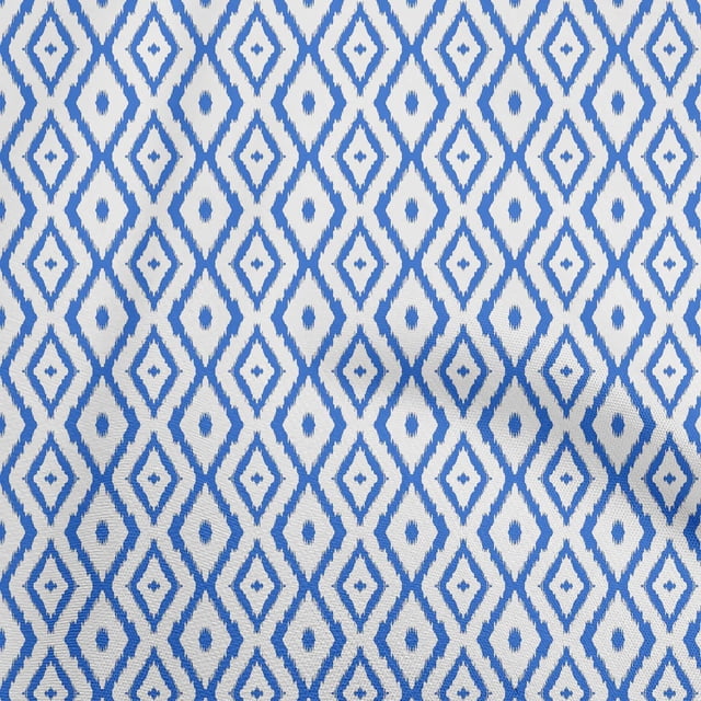 oneOone Polyester Lycra Medium Blue Fabric Ikat Sewing Craft Projects Fabric Prints By Yard 56 Inch Wide