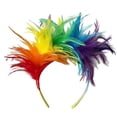 thumbnail image 1 of Dilunave Diadema de Plumas de Colores Tocado Diademas Cosplay Diadema para el Cabello Tocado de Fiesta de Carnaval Diadema de Plumas de Arco Iris Disfraz de Plumas para el día de Pascua Boda Fiesta, 1 of 5