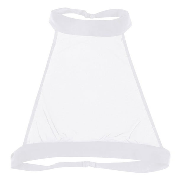 Gibobby traviesa Lencería Sexy Camiseta corta informal transparente de manga corta de malla en T para mujer (Blanco, XXXXL)