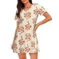 thumbnail image 1 of Fotbe Hand Drawn Snake Bata de Dormir para Mujer con Estampado, Camisón de Algodón de Manga Corta, Ropa de Dormir Casual, 1 of 6