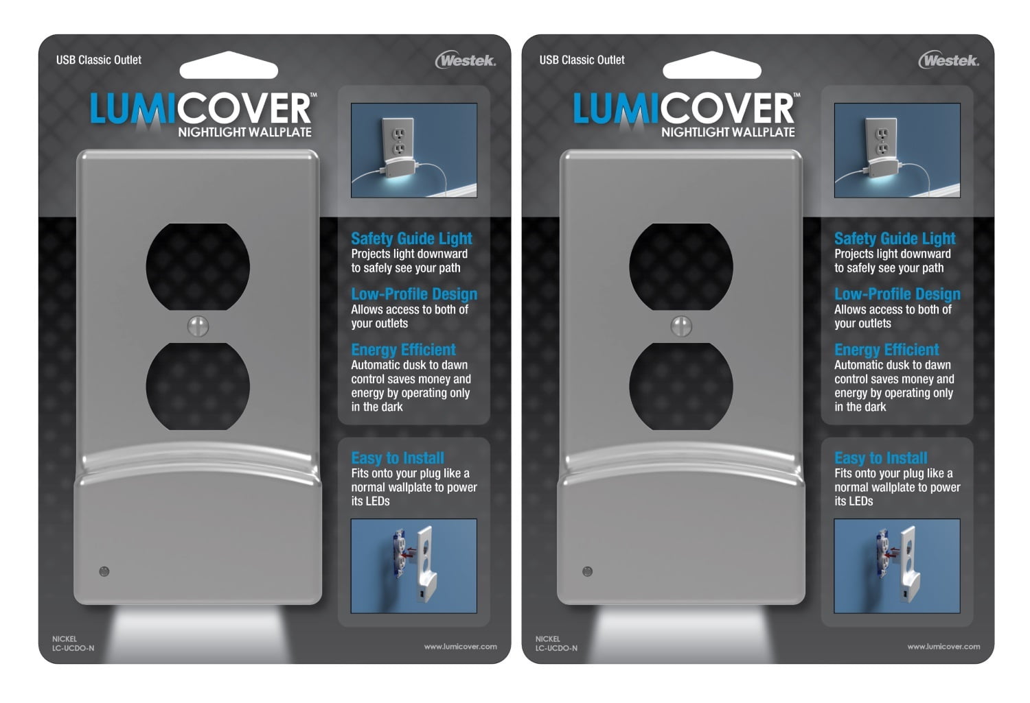 Wallplate Nightlight With USB Charger Ports LED Night Light Outlet Cover Automatic Dusk to