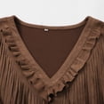 thumbnail image 4 of Yaruuzi Western Shirts for Women 2026 Vintage Long Sleeve Suede Cowgirl Shirts Plus Size Casual Spring Fringe Tops Blouses Boho Western Outfits for Women Slim Fit V Neck Shirts Brown S, 4 of 9