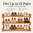 thumbnail image 5 of MEHOOM 3 Tier Bamboo Shoe Rack Organizer for Closet, Entryway, Dorm, Garage, Sturdy Shoe Storage Shelf, 28"x11"x14" (Natural), 5 of 12