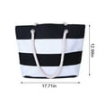 thumbnail image 3 of SLYNSHome Tropical Summer Striped Beach Bag For Women Tote Bags Reusable Grocery Shoulder Bag With Zipper Pocket, 3 of 7