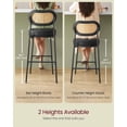 thumbnail image 3 of VASAGLE Bar Stools Set of 2, Counter Height Bar Stool with PE Rattan Back, Synthetic Leather Upholstered Stools for Kitchen Island Dining Room, 25.1-Inch Bar Chairs, Ink Black, 3 of 8