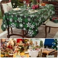 thumbnail image 4 of SASTYBALE Christmas Tablecloth Rectangle Vinyl with Flannel Backing, Buffalo Plaid Snowflake Print, Waterproof & Heavy Duty Plastic Table Cover for Dining, Party, Holiday, 4 of 7