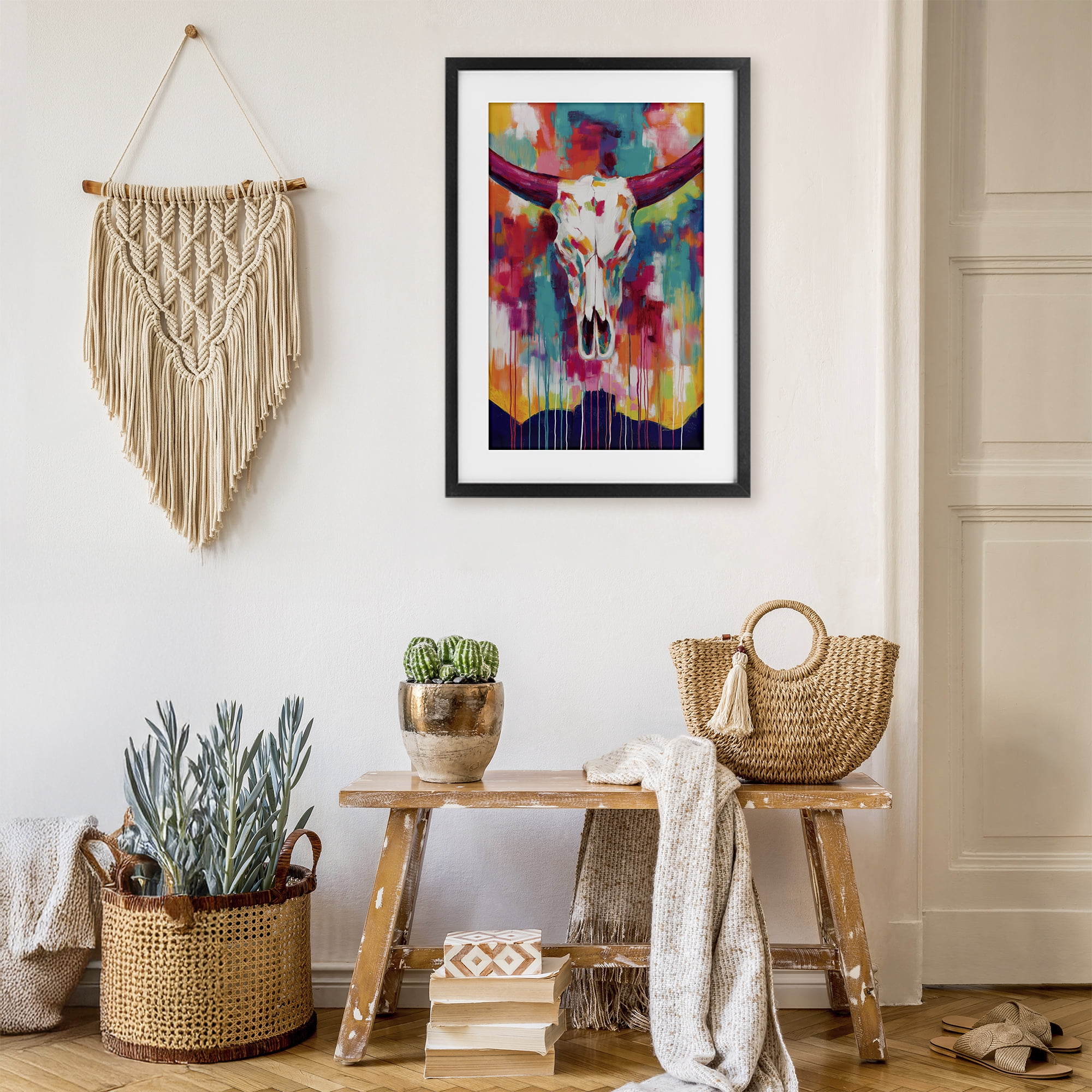 Stupell Industries Spirit Of The West Skull Black Framed Print Under Glass, design by Chromatic Storm Studio