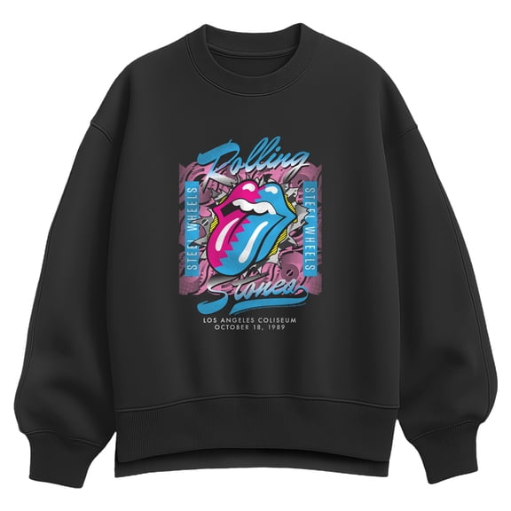 Rolling Stones - Steel Wheels Tour - Women's Oversized Fleece Crew Sweatshirt