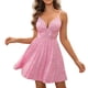 thumbnail image 1 of Gibobby Vestido sexy para fiesta Vestido de cóctel de lentejuelas elegante y sexy con pliegues y correas para la fiesta de noche de las mujeres(Rosa,XL), 1 of 4
